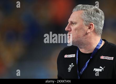CAIRO, EGITTO - 25 GENNAIO: Allenatore principale della Danimarca Nikolaj Jacobsen durante la partita di II Campionato del mondo IHF del 27th tra Danimarca e Croazia al Cairo Stadium Sports Hall del Cairo, Egitto, il 25 gennaio 2021. Foto: Slavko Midzor/PIXSELL Foto Stock