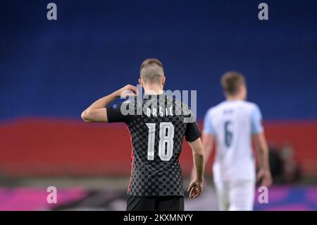 Mislav Orsic di Croazia durante la Coppa del mondo FIFA 2022 Qatar incontro di qualificazione tra Slovenia e Croazia il 24 marzo 2021 allo Stozice Stadium di Lubiana, Slovenia. Foto: Igor soban/PIXSELL Foto Stock