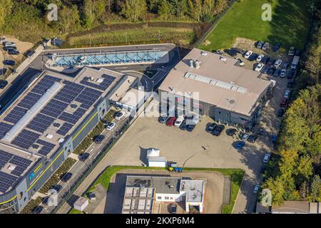 Veduta aerea, carrozzeria e verniciatura Ascar, Friedrich-Ebert-Straße, zona industriale di Bärenstraße, Overbruch, Duisburg, Zona della Ruhr, Renania settentrionale-Vestfa Foto Stock