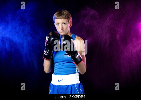 Nikolina Cacic foto a Zagabria, Croazia il 02. Luglio 2021. È diventata la prima Olympian di boxe croata nella storia dopo aver vinto i Giochi Olimpici di Tokyo nella categoria 57 kg alle qualificazioni olimpiche di Parigi. Foto: Igor Kralj/PIXSELL Foto Stock