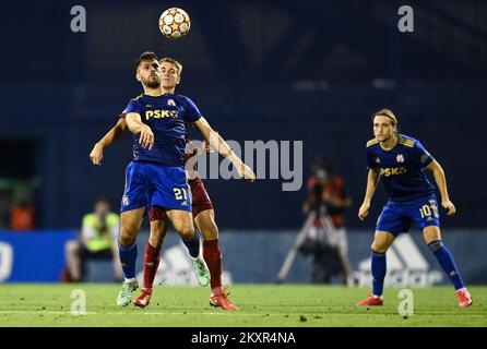 Croazia, Zagabria - 4 AGOSTO 2021 Bruno Petkovic durante la terza partita di calcio di qualificazione della UEFA Champions League 1 tra Dinamo Zagreb e Legia Varsavia sullo stadio Maksimir. Foto: Josip Regovic/PIXSELL Foto Stock