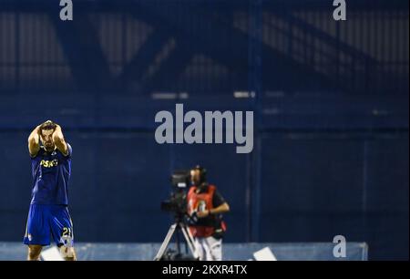 Croazia, Zagabria - 4 AGOSTO 2021 Bruno Petkovic durante la terza partita di calcio di qualificazione della UEFA Champions League 1 tra Dinamo Zagreb e Legia Varsavia sullo stadio Maksimir. Foto: Josip Regovic/PIXSELL Foto Stock