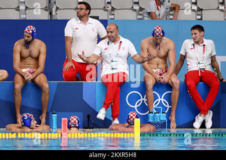 Capo allenatore Ivica Tucak del Team Croatia durante la partita di classificazione maschile 5th-8th tra Montenegro e Croazia il quattordici giorni dei Giochi Olimpici di Tokyo 2020 presso il centro di polo acquatico Tatsumi il 06 agosto 2021 a Tokyo, Giappone. Foto: Igor Kralj/PIXSELL Foto Stock