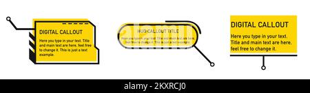 Collezione di banner tecnologici moderni in stile cyberpunk. Badge tecnologici futuristici. Illustrazione Vettoriale