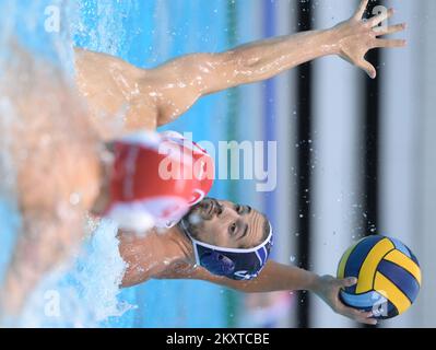 Gardikas Nikolaos durante la Champions League Qualification 2, Goup D waterpolo match BVK Crvena Zvezda e GS Apollon Smyrnis su Octorber 9, 2021 presso SC Mladost piscine a Zagabria, Croazia. Foto: Igor soban/PIXSELL Foto Stock