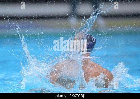 Gardikas Nikolaos durante la Champions League Qualification 2, Goup D waterpolo match BVK Crvena Zvezda e GS Apollon Smyrnis su Octorber 9, 2021 presso SC Mladost piscine a Zagabria, Croazia. Foto: Igor soban/PIXSELL Foto Stock