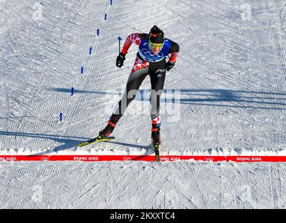 Vedrana Malec del Team Croatia gareggia durante la qualifica femminile di Cross-Country Sprint Free il giorno 4 dei Giochi Olimpici invernali di Pechino 2022 presso il Centro Nazionale di sci di fondo il 08 febbraio 2022 a Zhangjiakou, Cina. Foto: Jaki Franja/PIXSELL Foto Stock