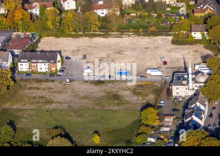 Veduta aerea, moschea DITIB- Comunità islamica turca di Gladbeck, Wielandstraße angolo Bramsfeld, ex area negozio di mobili Tacke, Butendorf, Gladbe Foto Stock