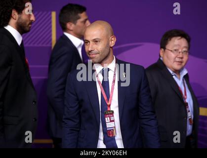 Javier Mascherano arriva prima dell'estrazione finale della Coppa del mondo FIFA Qatar 2022 al Doha Exhibition Center il 01 aprile 2022 a Doha, Qatar. Foto: Igor Kralj/PIXSELL Foto Stock