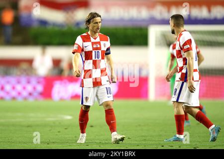 SPLIT, CROAZIA - GIUGNO 06: Luka Modric della Croazia durante la Lega delle Nazioni UEFA Una partita del Gruppo 1 tra Croazia e Francia allo Stadion Poljud il 6 giugno 2022 a Spalato, Croazia. Foto: Luka Stanzl/PIXSELL Foto Stock