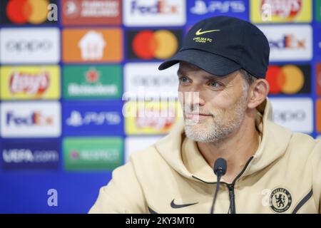 Thomas Tuchel parla ai media durante una conferenza stampa di Chelsea in vista della partita UEFA Champions League Group e contro Dinamo Zagreb allo stadio Maksimir il 05 settembre 2022, a Zagabria, in Croazia. Foto: Slavko Midzor/PIXSELL Foto Stock