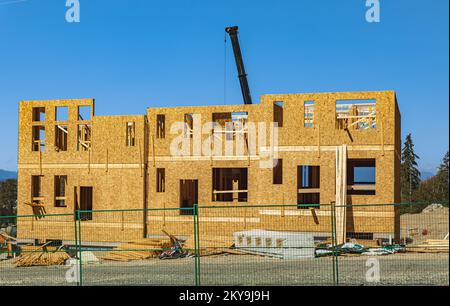 Nuovo sito di costruzione di case appartamento edificio. Basso edificio sviluppo residenziale in zona residenziale a Vancouver BC Canada-Ottobre 7,2022-nessuno, st Foto Stock
