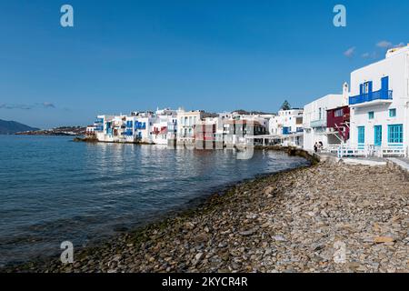 Piccola Venezia a Horta, Mykonos, Grecia Foto Stock