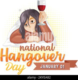 Happy National Hangover Day illustrazione Illustrazione Vettoriale