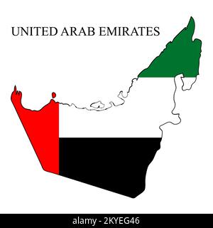 Illustrazione del vettore della mappa degli Emirati Arabi Uniti. Economia globale. Paese famoso. Medio Oriente. Asia occidentale. Illustrazione Vettoriale