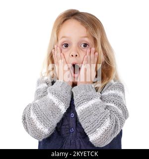 Questa bambina fa le cose a modo suo. Ritratto di una adorabile bambina che guarda sorpresa. Foto Stock