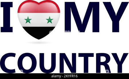 Cuore con i colori siriani della bandiera. Amo il mio Paese - Siria Illustrazione Vettoriale
