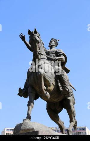Statua di Amir Temur (1336-1405), Piazza Amir Temur, Tashkent centrale, Provincia di Tashkent, Uzbekistan, Asia centrale Foto Stock