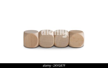 Cubetti di legno isolati su sfondo bianco. Concetto aziendale. Foto Stock
