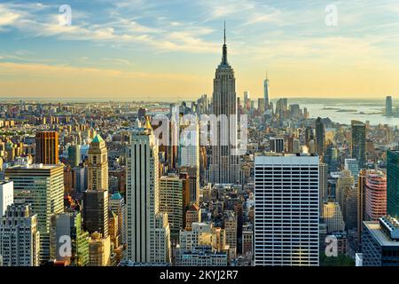 New York. Manhattan. Stati Uniti. Vista aerea. L'Empire state Building Foto Stock