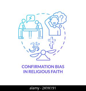 Bias di conferma nella fede religiosa blu gradiente Concept icona Illustrazione Vettoriale