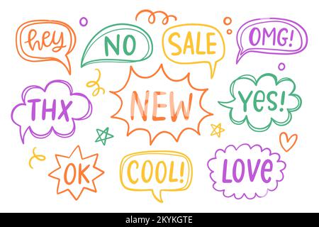 Set di fumetti disegnati a mano Illustrazione Vettoriale