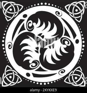 Simbolo celtico - nodo celtico e cerchio del Triskelion - Trinità - geometria Sacra - energia Illustrazione Vettoriale