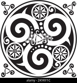 Simbolo celtico - nodo celtico e cerchio del Triskelion - Trinità - geometria Sacra - energia Illustrazione Vettoriale