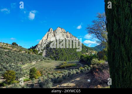 Autunno al Rocher St Julien a Buis les Baronnies, Provenza, Francia Foto Stock