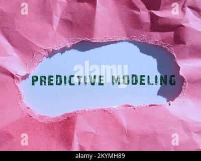 Scrittura con visualizzazione del testo Predictive Modeling (modellazione predittiva). Strategia di manutenzione del concetto aziendale basata sull'analisi predittiva Foto Stock