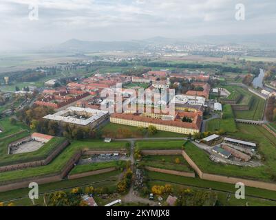 Veduta aerea del centro storico di Terezin nella Repubblica Ceca Foto Stock