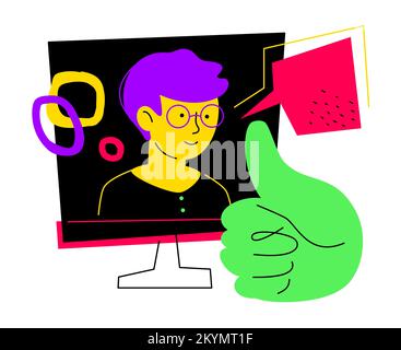 Approvazione online - disegno piatto colorato stile Illustrazione Vettoriale