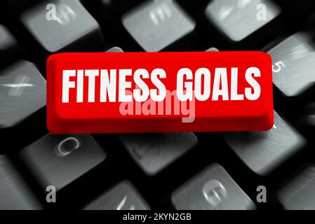 Scrittura visualizzazione testo Fitness Goals. Parola per il muscolo libero di costruzione del grasso ottenere più forte condizionamento Foto Stock