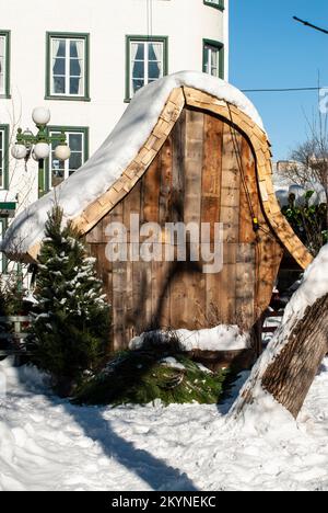 Capanna di Natale su rue du Petit Champlain a Quebec City Foto Stock