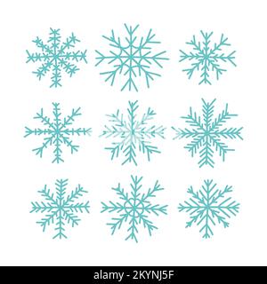Set di fiocchi di neve vettoriali Illustrazione Vettoriale