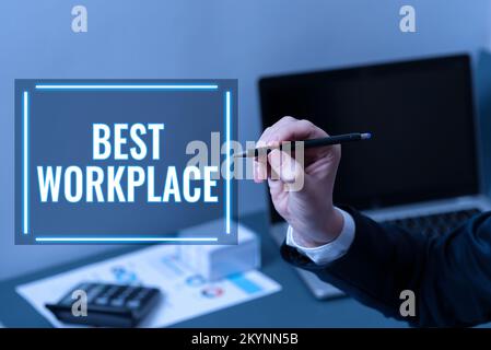 Didascalia concettuale miglior luogo di lavoro. Business concept azienda ideale per lavorare con alta compensazione senza stress Foto Stock