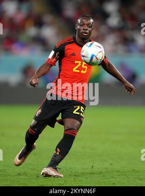 Jeremy Doku in Belgio durante la partita di Coppa del mondo FIFA Group F allo stadio Ahmad Bin Ali, al Rayyan, Qatar. Data immagine: Giovedì 1 dicembre 2022. Foto Stock