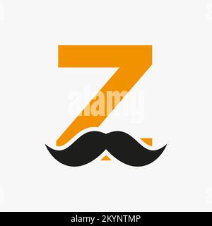 Lettera Z Barbershop Logo Design. Logotipo di stilista per stile Mustache e simbolo della moda Illustrazione Vettoriale