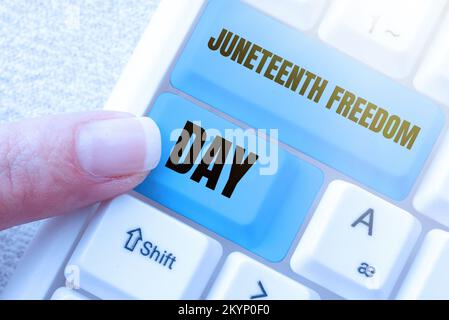 Scrittura a mano Junetsexenth Freedom Day. Foto concettuale vacanza legale negli Stati Uniti in commemorazione della fine della schiavitù Foto Stock