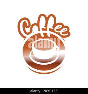 Icona con logo per tazza da caffè con colore sfumato su sfondo bianco Illustrazione Vettoriale