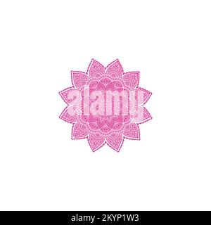 disegno vettoriale del mandala di colore rosa su uno sfondo bianco Illustrazione Vettoriale