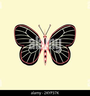 Modello a farfalla con silhouette di logotipo su uno sfondo Illustrazione Vettoriale