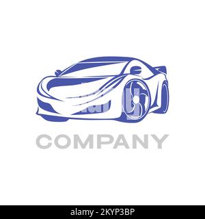 Design creativo a icone vettoriali per auto blu con sfondo bianco Illustrazione Vettoriale