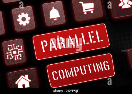 Cartello con elaborazione parallela. Business Concept calcolo simultaneo tramite software e hardware Foto Stock