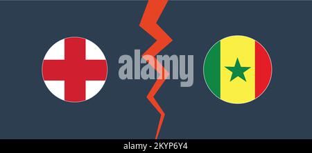 Inghilterra vs Senegal con un confine circolare. Concetto di opposizione, concorrenza e divisione Illustrazione Vettoriale