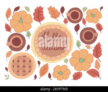 Vector Autumn tavolo da pranzo vista dall'alto isolato Illustrazione Vettoriale