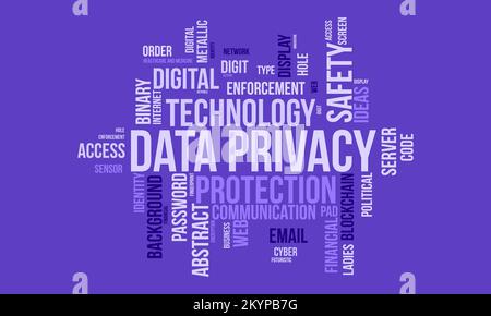 Privacy dei dati ambiente cloud. Sicurezza tecnologia consapevolezza concetto di disegno di illustrazione del vettore. Illustrazione Vettoriale