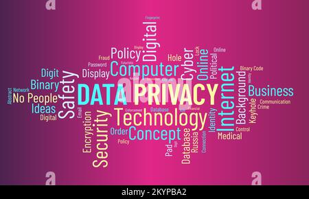 Privacy dei dati ambiente cloud. Sicurezza tecnologia consapevolezza concetto di disegno di illustrazione del vettore. Illustrazione Vettoriale