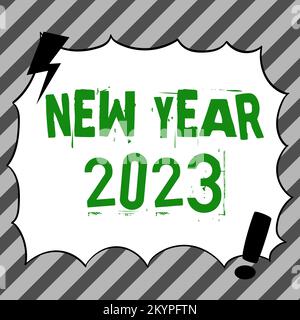 Scrittura visualizzazione testo Capodanno 2023. Panoramica aziendale saluto festeggiamento FRESH Start i migliori auguri Foto Stock