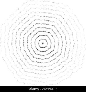 Set di cerchi di ondulazione concentrici testurizzati. Sonar o suono Wave rings collezione. Informazioni sull'icona dell'epicentro, del target e del radar. Segnale radiale o vibrazione Illustrazione Vettoriale